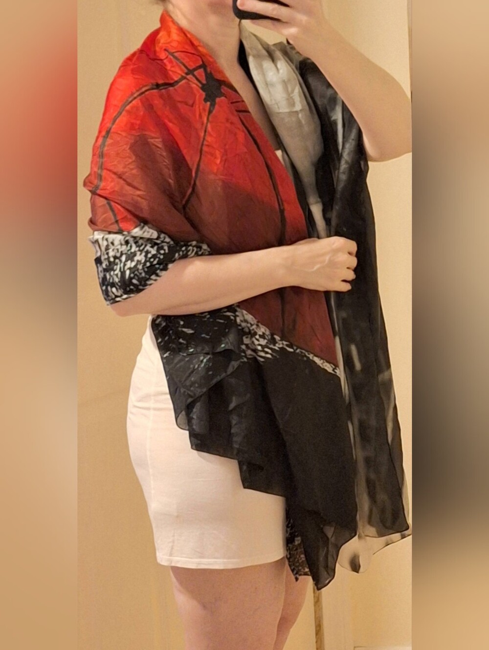 Red Umbrella Silk Wrap/Shawl